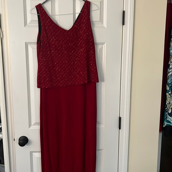 Ronni Nicole Dresses & Skirts - Red sparkled maxi dress.  Size 12.  Crepe like stretch fabric. Slip on.